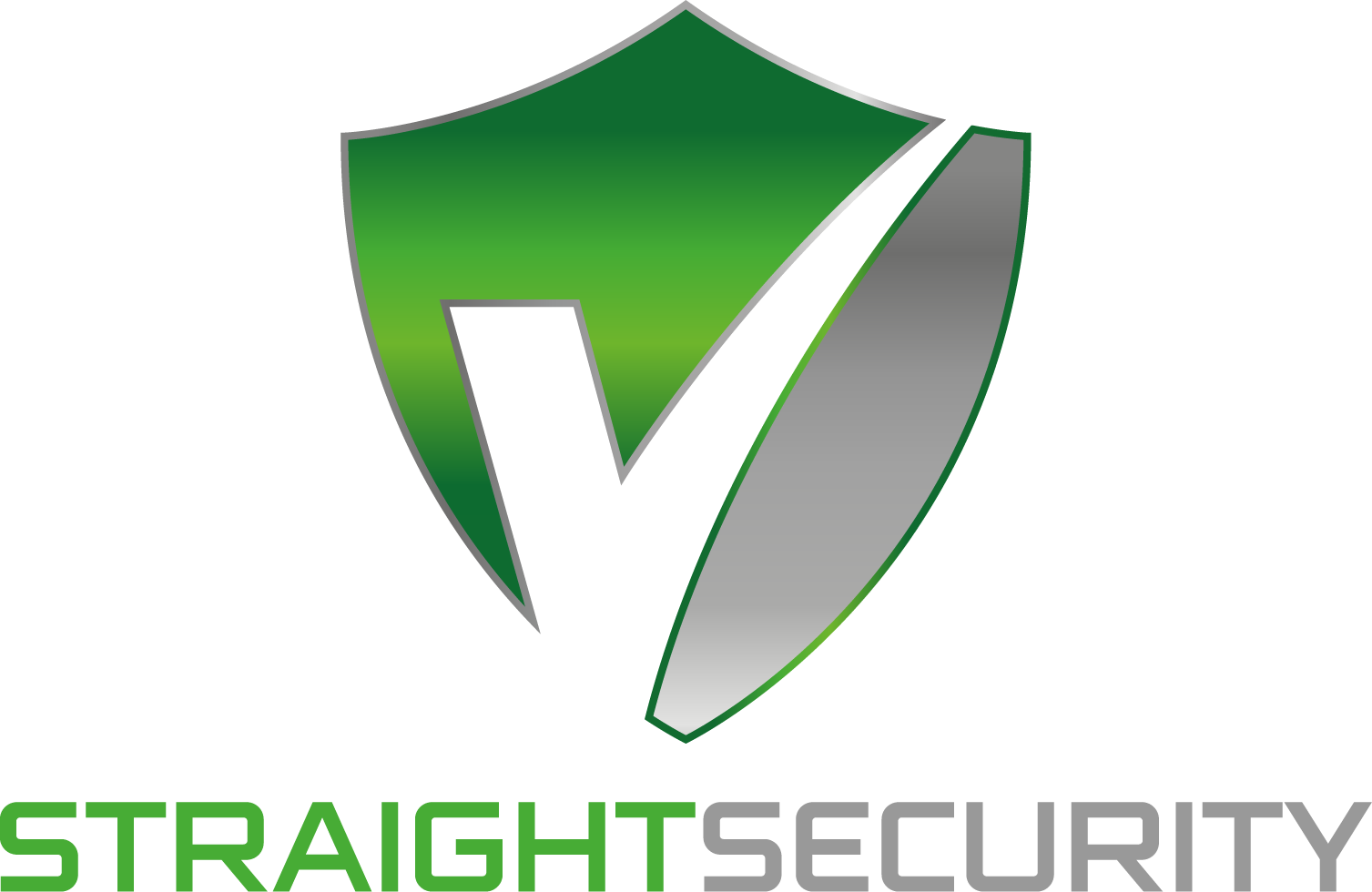 Groen en zilveren Straight Security logo